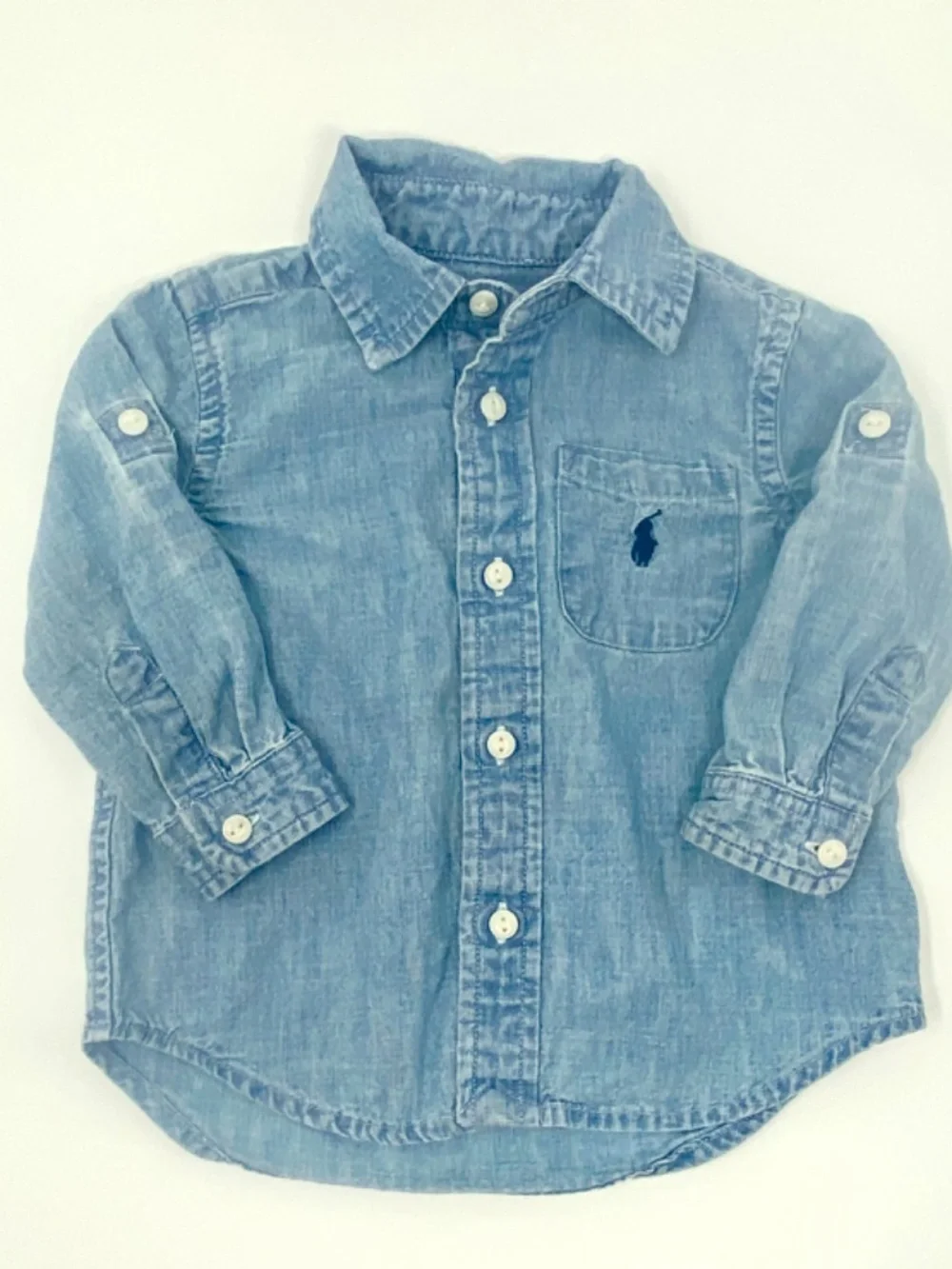 Ralph Lauren Baby Boy Blue chambray shirt size 9 months